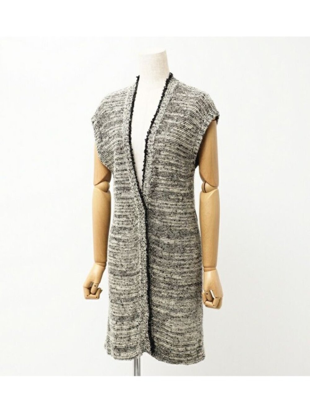 Brunello Cucinelli Vest S Long Knit Gilet Cotton Linen Sequin Decoration